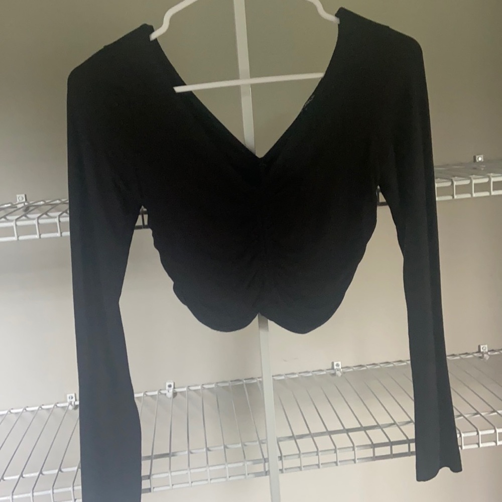 Publik Black Ruched Off Shoulder Top Size Medium